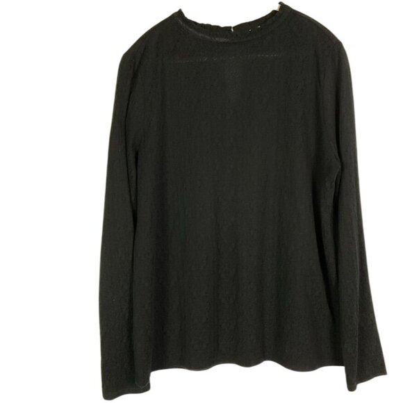 LOFT Black Ruffle-neck Top, Women's XL, Cotton/Polyester - Picture 1 of 8